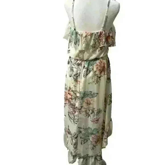 High Low Women’s Floral White Ruffle Dress Maxi - Picture 4 of 6